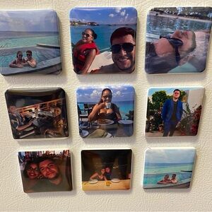 2x2 Square Fridge Magnets-Round Edges Set of 9 (Vacation, Family, Kpop)